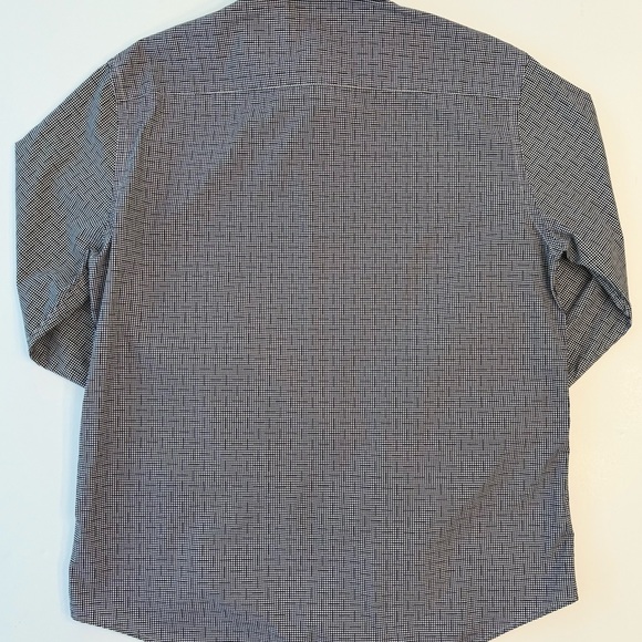 Bugatchi Long Sleeve Contrast Cuff Button Front Down Up Shirt XL Black White Dot - Picture 9 of 13